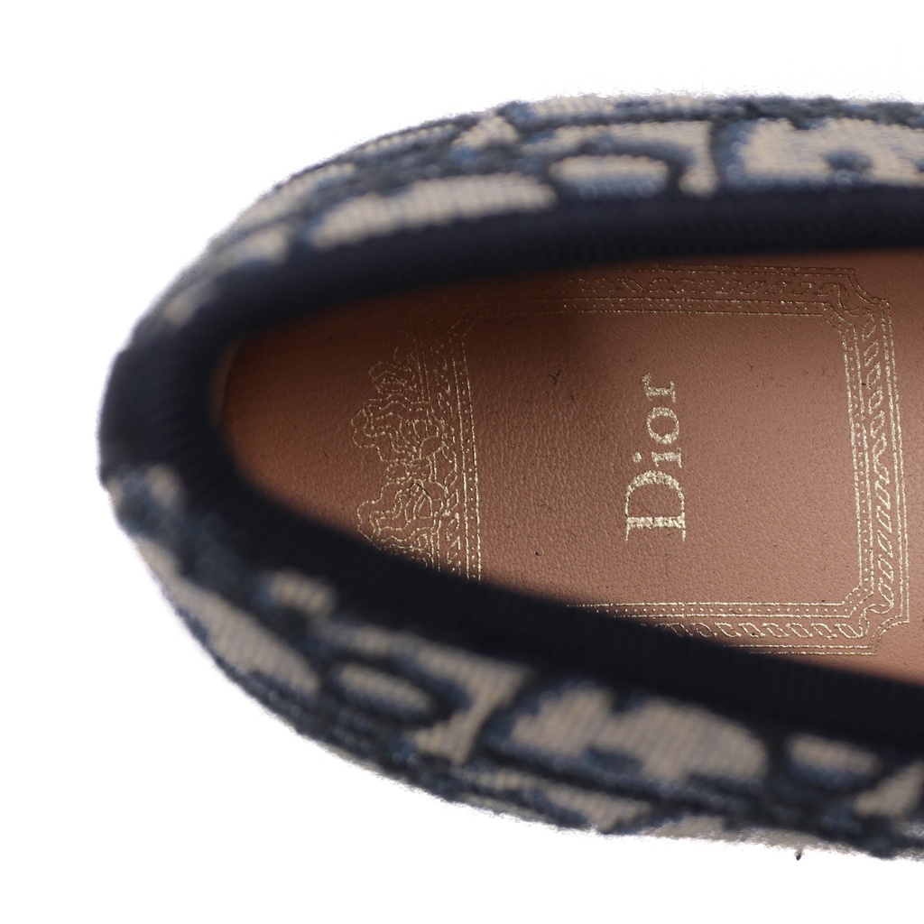 Christian Dior Poeme Ballet Flats In Blue and Beige Oblique In